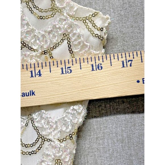 SD Sandra Darren Collection Womens Sequin Dress Size 6 Ivory Sleeveless - Picture 5 of 11